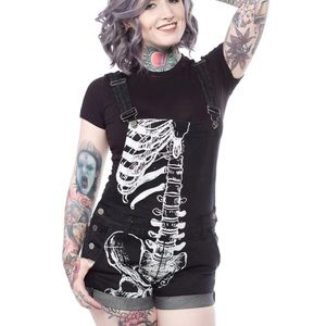 NEW NWT Iron Fist Skeleton Shortalls Overalls Shorts One Piece Wishbone 2xl xxl